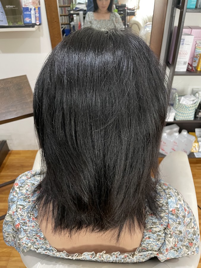 縮毛矯正前の髪の広がり